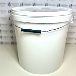 20L kibiras su dangčiu, baltas su metaline rankena